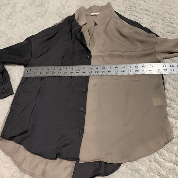 Promesa Double Trouble Colorblock Washed Satin Shirt - Picture 11 of 12